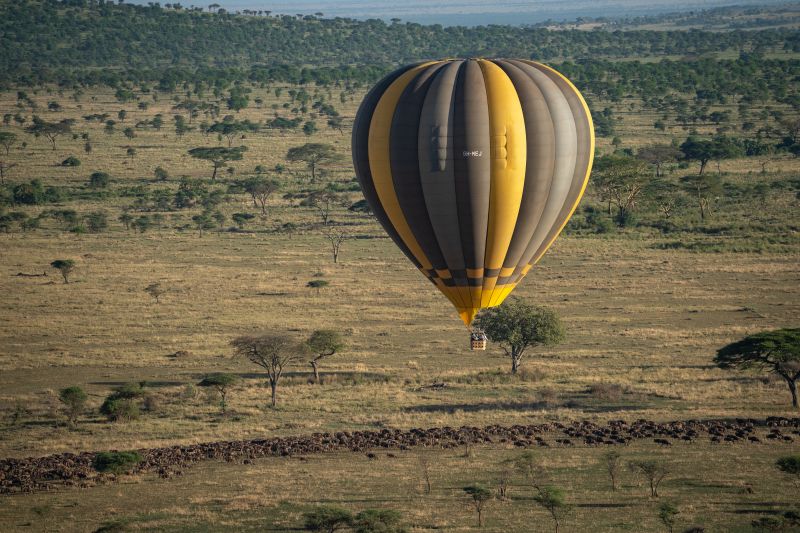 Survoler la savane en montgolfière au-dessus du Serengeti 